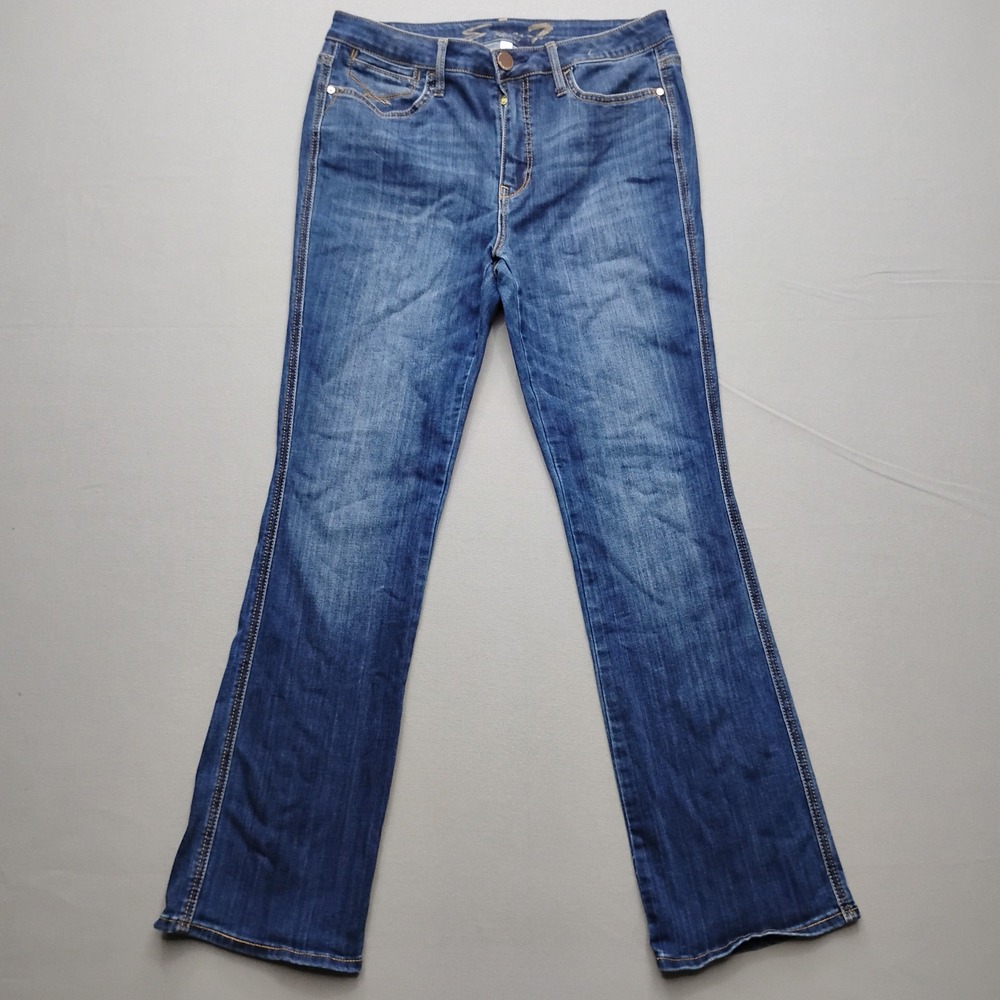 Seven7 Womens Bombshell High Rise Boot Cut Jeans Blue Denim Size 10